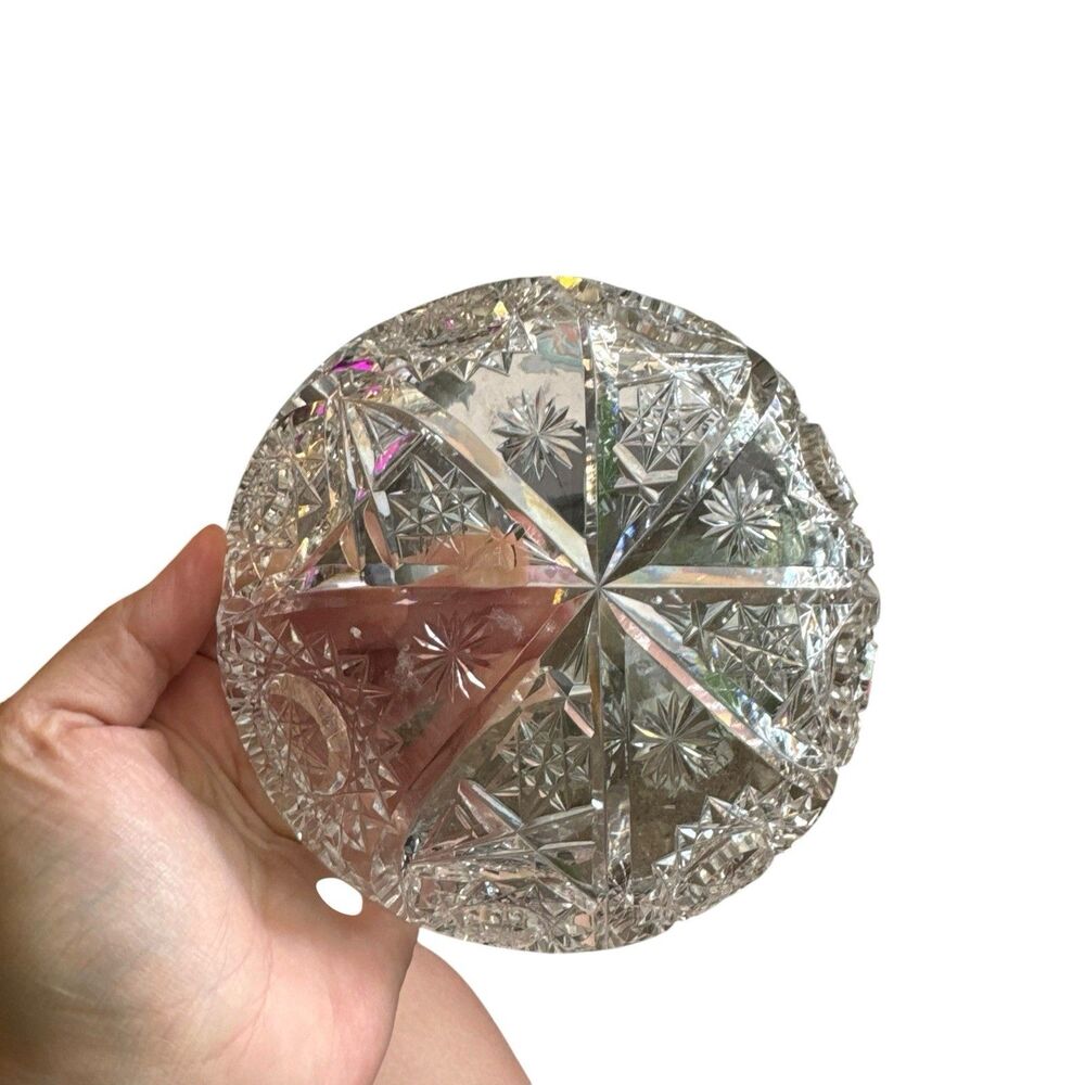 Antique ABP American Brilliant Cut glass round 6" bowl brunswick stars diamond - Picture 4 of 8